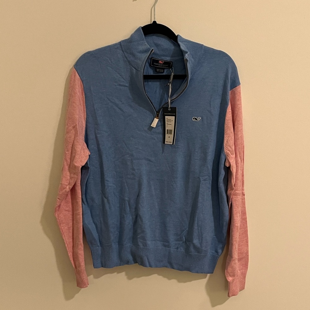 Vineyard Vines Two-Tone Pullover in Blue and Pink